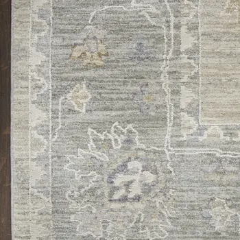10' Gray Floral Runner Rug