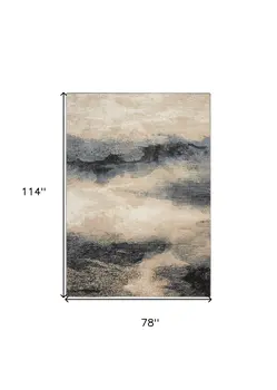 7' X 10' Gray Black and Beige Abstract Non Skid Area Rug