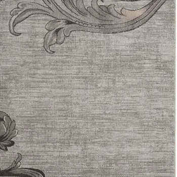 8' X 11' Graphite and Black Floral Vines Non Skid Area Rug