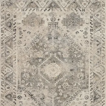 5' X 7' Cream and Gray Floral Distressed Area Rug