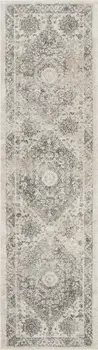 8' Cream and Gray Floral Distressed Runner Rug
