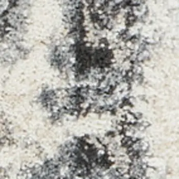 8' Cream and Gray Floral Distressed Runner Rug