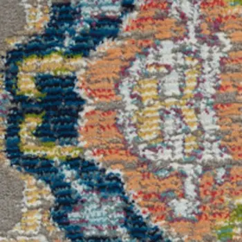5' X 8' Blue Gray and Green Floral Distressed Non Skid Area Rug