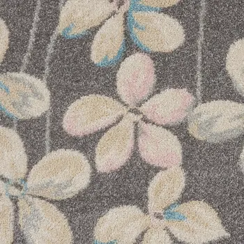 8' X 10' Navy Blue and Ivory Floral Area Rug