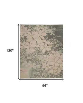 8' X 10' Gray And Pink Floral Area Rug