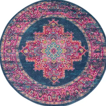 8' X 11' Ivory Pink and Orange Abstract Distressed Non Skid Area Rug