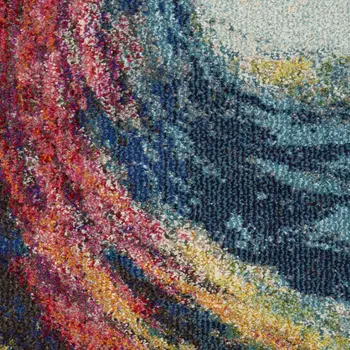 8' X 11' Blue Red and Orange Abstract Non Skid Area Rug