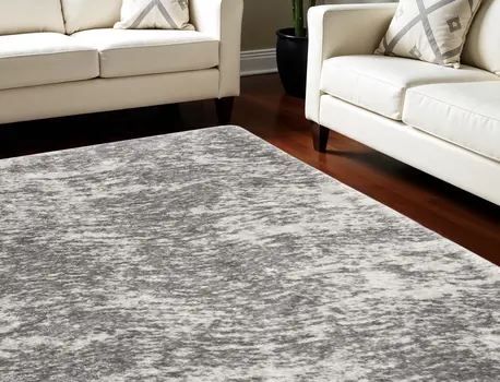 7' X 9' Charcoal and Ivory Abstract Shag Area Rug