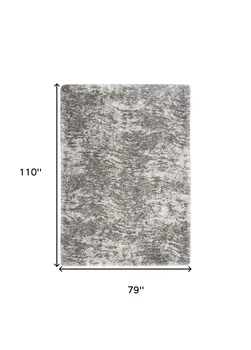 7' X 9' Charcoal and Ivory Abstract Shag Area Rug