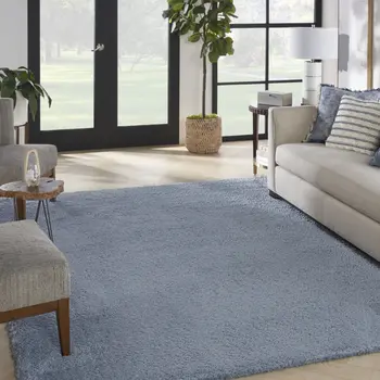 7' X 9' Blue Shag Area Rug