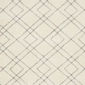 7' X 9' Ivory and Gray Geometric Shag Area Rug