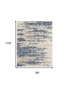 7' X 9' Light Blue Gray and Beige Abstract Shag Area Rug