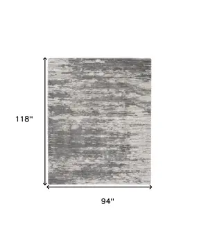 8' X 10' Charcoal and Ivory Abstract Shag Area Rug