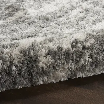 8' X 10' Charcoal and Ivory Abstract Shag Area Rug