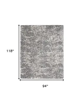 8' X 10' Charcoal and Ivory Abstract Shag Area Rug