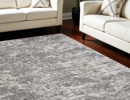 8' X 10' Charcoal and Ivory Abstract Shag Area Rug
