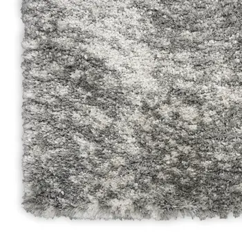 8' X 10' Charcoal and Ivory Abstract Shag Area Rug