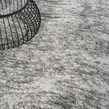 8' X 10' Charcoal and Ivory Abstract Shag Area Rug