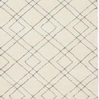 8' X 10' Ivory and Gray Geometric Shag Area Rug