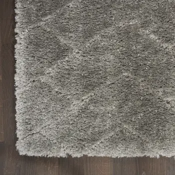 8' X 10' Gray and Light Gray Chevron Shag Area Rug