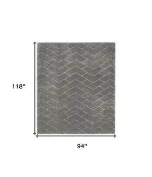 8' X 10' Gray and Light Gray Chevron Shag Area Rug