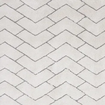 8' X 10' Ivory and Gray Chevron Shag Area Rug