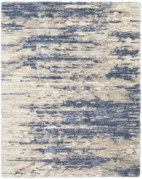 8' X 10' Light Blue Gray and Beige Abstract Shag Area Rug