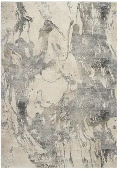8' X 11' Cream and Gray Abstract Distressed Area Rug