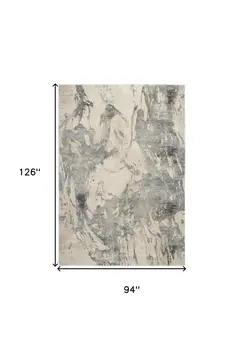 8' X 11' Cream and Gray Abstract Distressed Area Rug