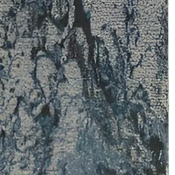 12' Ivory Teal Blue and Black Abstract Non Skid Runner Rug