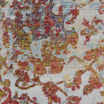 8' X 10' Ivory Gray and Orange Floral Distressed Non Skid Area Rug