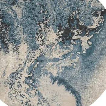 8' X 10' Ivory Blue and Green Oriental Distressed Non Skid Area Rug