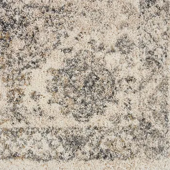 8' X 11' Cream and Gray Floral Distressed Area Rug