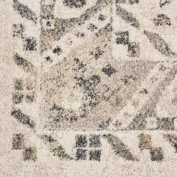 8' X 11' Cream and Gray Floral Distressed Area Rug