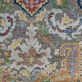 8' X 10' Blue Gray and Green Floral Distressed Non Skid Area Rug