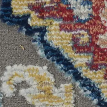 8' X 10' Blue Gray and Green Floral Distressed Non Skid Area Rug