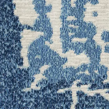 8' X 10' Blue and Ivory Abstract Distressed Non Skid Area Rug