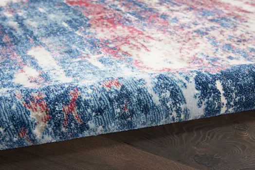 8' X 10' Ivory Red and Blue Abstract Non Skid Area Rug