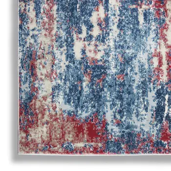 8' X 10' Ivory Red and Blue Abstract Non Skid Area Rug