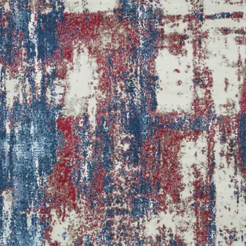8' X 10' Ivory Red and Blue Abstract Non Skid Area Rug