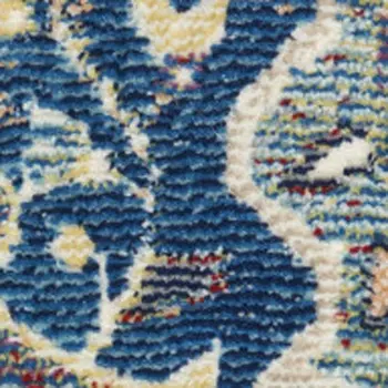 8' X 10' Ivory Navy Blue and Yellow Floral Distressed Non Skid Area Rug