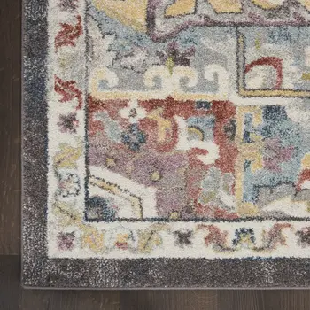 8' X 10' Charcoal Brown and Yellow Floral Distressed Area Rug