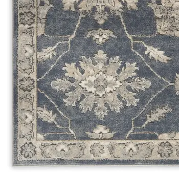 8' X 10' Gray Green And Ivory Floral Medallion Area Rug