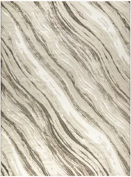 9' X 12' Beige Black and Gray Abstract Non Skid Area Rug