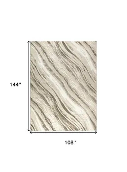 9' X 12' Beige Black and Gray Abstract Non Skid Area Rug