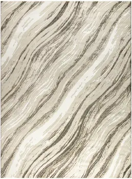 9' X 12' Beige Black and Gray Abstract Non Skid Area Rug