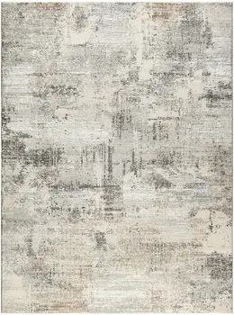 9' X 12' Beige Black and Gray Abstract Non Skid Area Rug