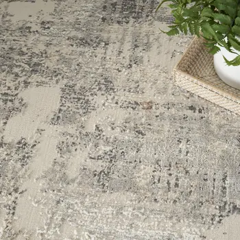 9' X 12' Beige Black and Gray Abstract Non Skid Area Rug