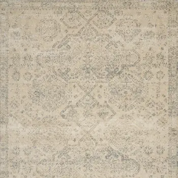 9' X 12' Beige And Gray Geometric Distressed Area Rug
