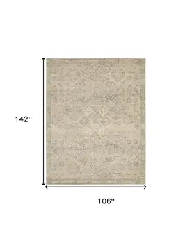 9' X 12' Beige And Gray Geometric Distressed Area Rug